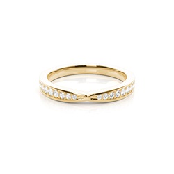 Alliance diamant en profil plat clouté rond serti pavé