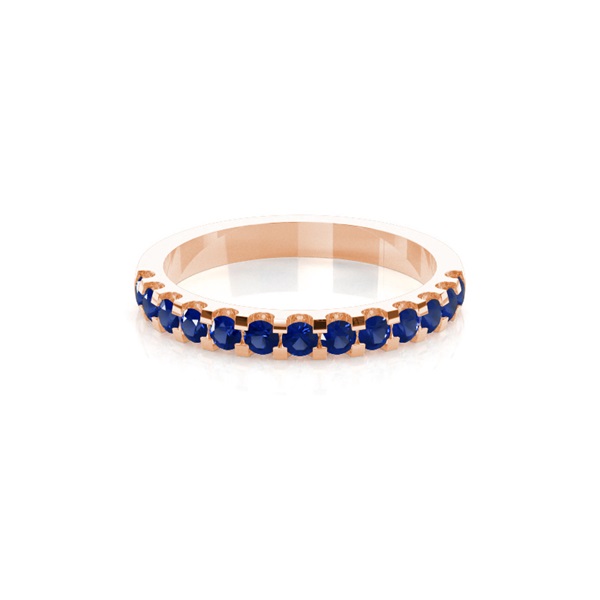 4 Prong Setting Half Eternity Blue Sapphire Ring