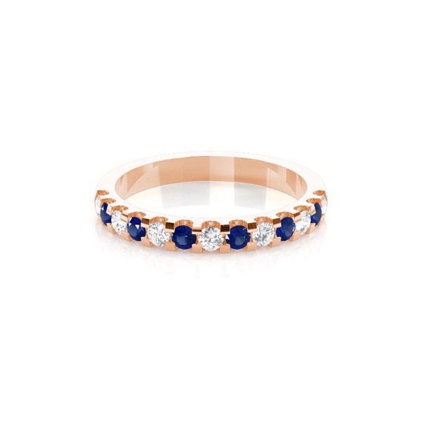 4 Prong Setting Half Eternity Blue Sapphire Ring