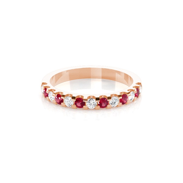 4 Prong Setting Half Eternity Ruby Ring