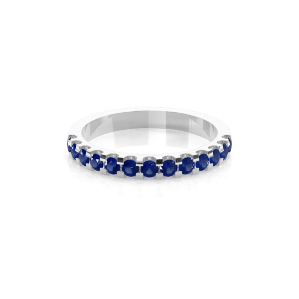 4 Prong Setting Half Eternity Blue Sapphire Ring