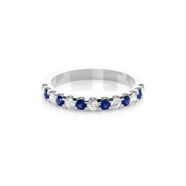 4 Prong Setting Half Eternity Blue Sapphire Ring