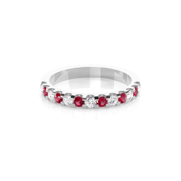 4 Prong Setting Half Eternity Ruby Ring