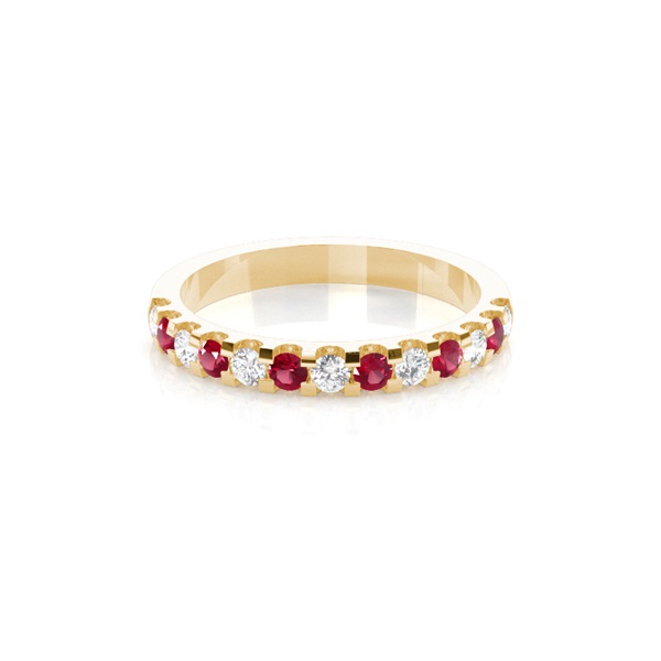4 Prong Setting Half Eternity Ruby Ring