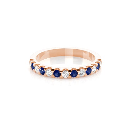 4 Prong Setting Half Eternity Blue Sapphire Ring