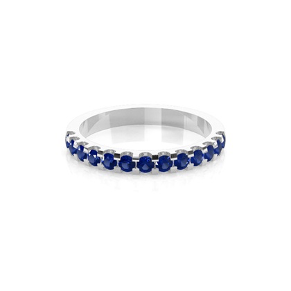 4 Prong Setting Half Eternity Blue Sapphire Ring