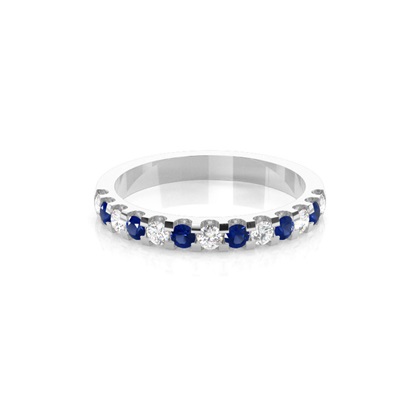 4 Prong Setting Half Eternity Blue Sapphire Ring