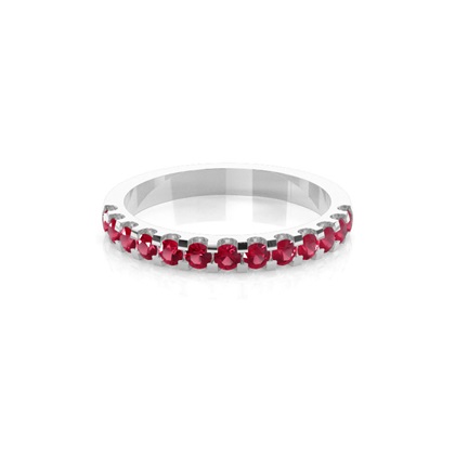 4 Prong Setting Half Eternity Ruby Ring