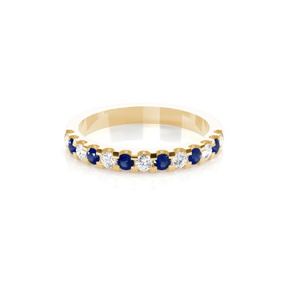4 Prong Setting Half Eternity Blue Sapphire Ring