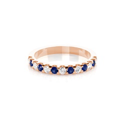 4 Prong Setting Half Eternity Blue Sapphire Ring