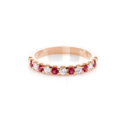 4 Prong Setting Half Eternity Ruby Ring