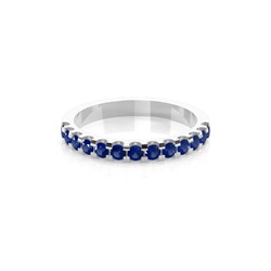 4 Prong Setting Half Eternity Blue Sapphire Ring