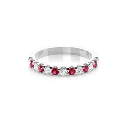 4 Prong Setting Half Eternity Ruby Ring