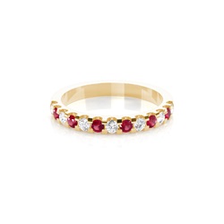 4 Prong Setting Half Eternity Ruby Ring