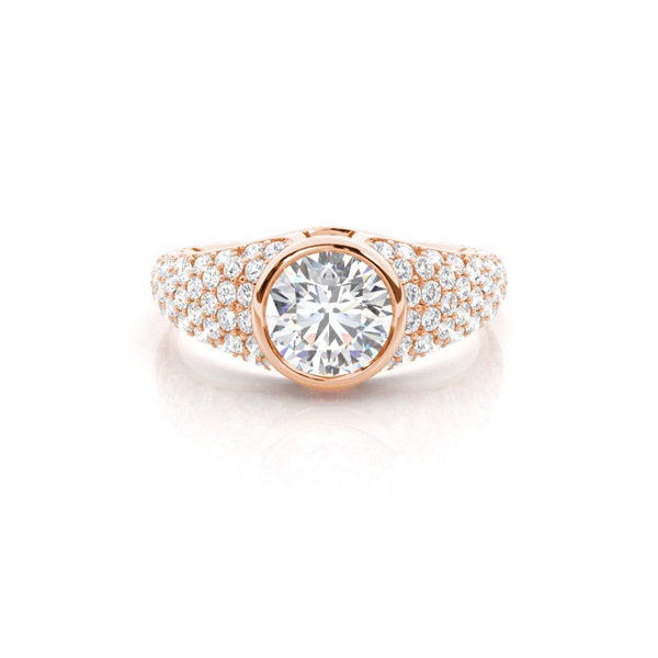 Full Bezel Setting Studded Engagement Ring