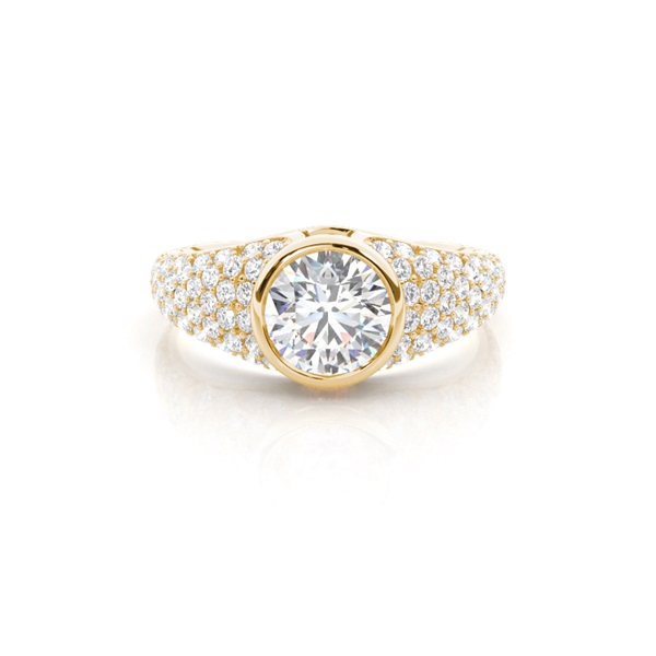 Full Bezel Setting Studded Engagement Ring