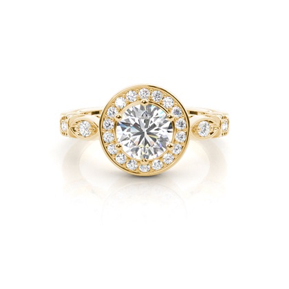 Yellow Gold Halo Diamond Engagement Rings