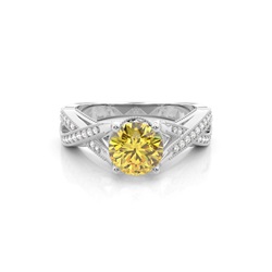 Halo forlovelsesring med gul diamant