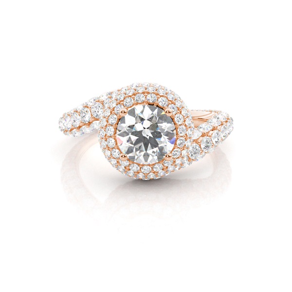4 Prong Setting Studded Engagement Ring