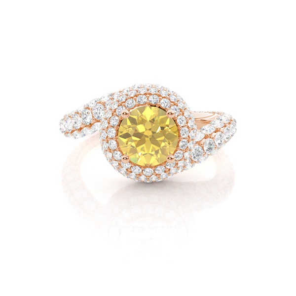 Yellow Diamond Halo Engagement Ring