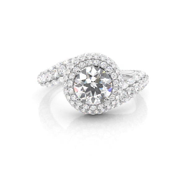4 Prong Setting Studded Engagement Ring