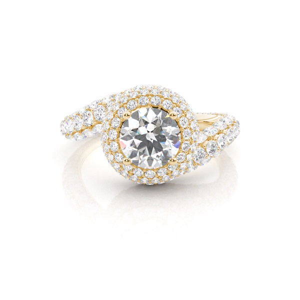 4 Prong Setting Studded Engagement Ring