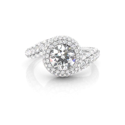 4 Prong Setting Studded Engagement Ring