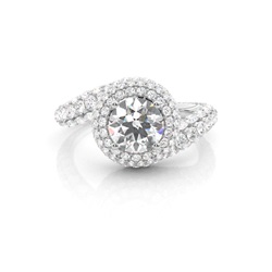 4 Prong Setting Studded Engagement Ring