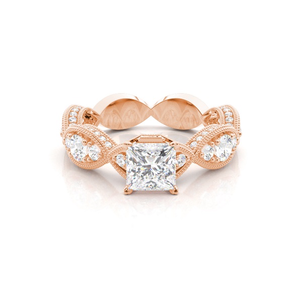 Yellow Gold Princess Vintage Diamond Engagement Ring