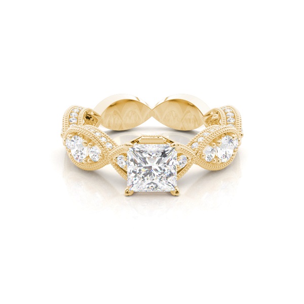Yellow Gold Princess Vintage Diamond Engagement Ring