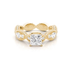 Yellow Gold Princess Vintage Diamond Engagement Ring