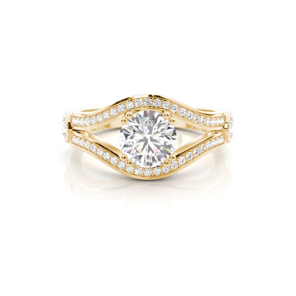 4 Prong Setting Studded Engagement Ring