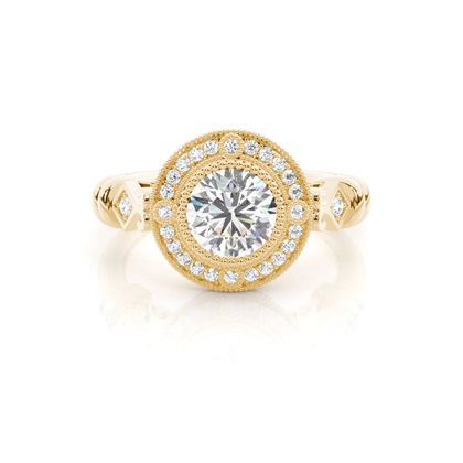 Yellow Gold Halo Diamond Engagement Rings