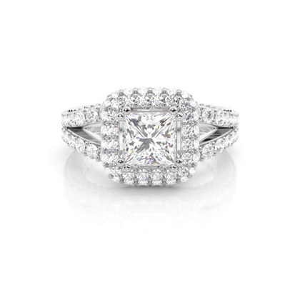 Princess Halo Diamond Engagement Rings