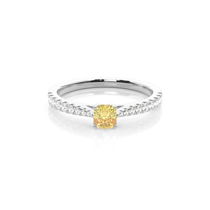 Cushion Yellow Diamond Engagement Rings