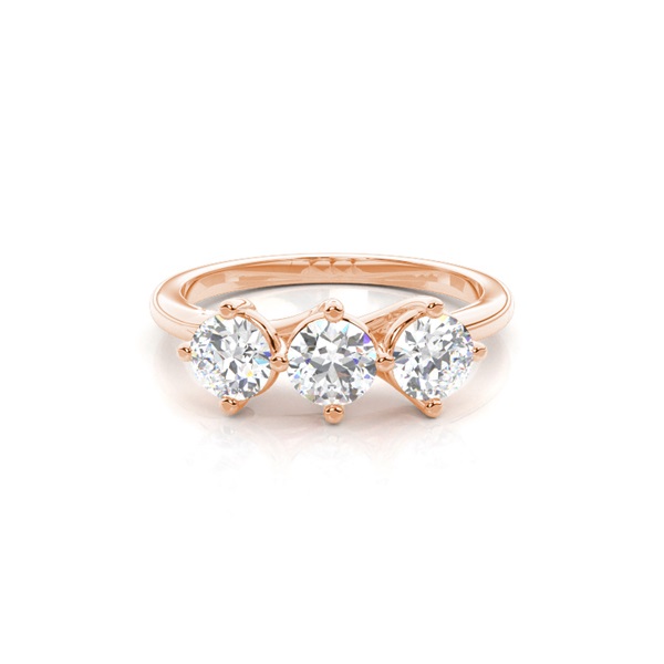 4 Prong Setting Plain Three Stone Ring