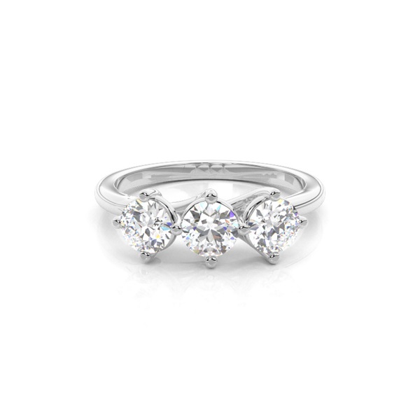 4 Prong Setting Plain Three Stone Ring