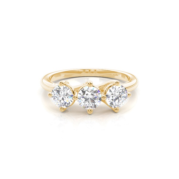 4 Prong Setting Plain Three Stone Ring