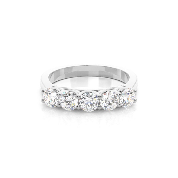 Anillo De Cinco Gemas Liso Engarzado En 4 Garras