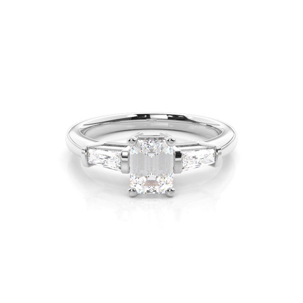 4 Prong Setting Plain Three Stone Ring