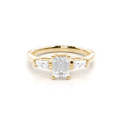 4 Prong Setting Plain Three Stone Ring