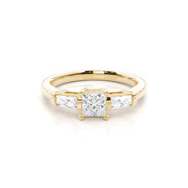 4-Krappen-Fassung, schlichter Ring mit drei Steinen