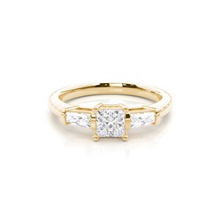 4 Prong Setting Plain Three Stone Ring