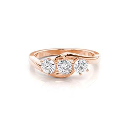 Rose Gold 3 Stone Diamond Rings