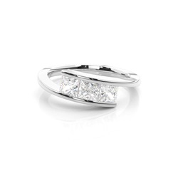 Anello Di Fidanzamento Con Diamante Trilogia Princess In Oro Bianco
