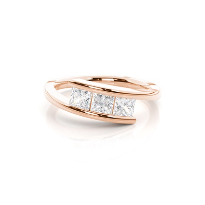Princess Rose Gold Diamond Rings Three Stone