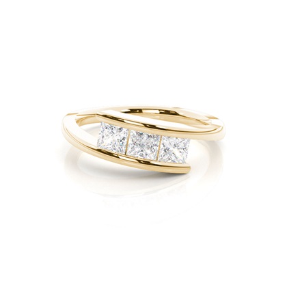 Yellow Gold Three Stone Diamond Rings