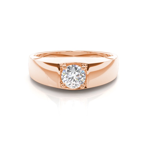 4 Prong Setting Round Diamond Mens Ring