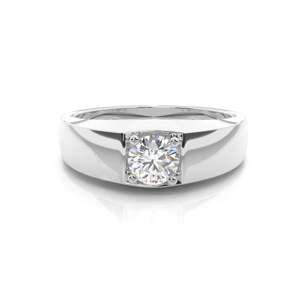 4 Prong Setting Round Diamond Mens Ring