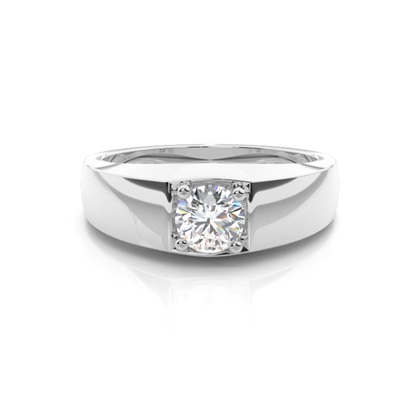 4 Prong Setting Round Diamond Mens Ring